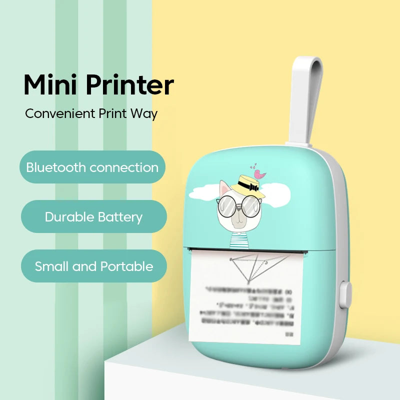 Portable Mini Impresora Printer Wireless Thermal Pocket Printer Self-adhesive Stickers Paper for Android IOS