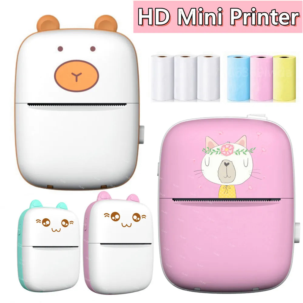 Portable Mini Impresora Printer Wireless Thermal Pocket Printer Self-adhesive Stickers Paper for Android IOS